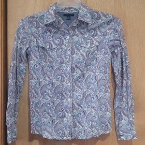 Tommy Hilfiger red white blue paisley button up size smal